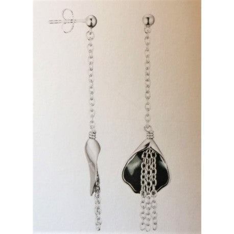 Boucles d'Oreilles Laque Argent Rhodie by Nina Ricci