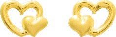 Boucles d'Oreilles Clous Double Cœur - Marcel Robbez Masson