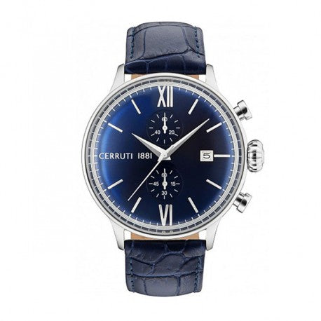 Montre Chrono Acier Cuir Bleu - Cerruti 1881 CRA178SN03BL