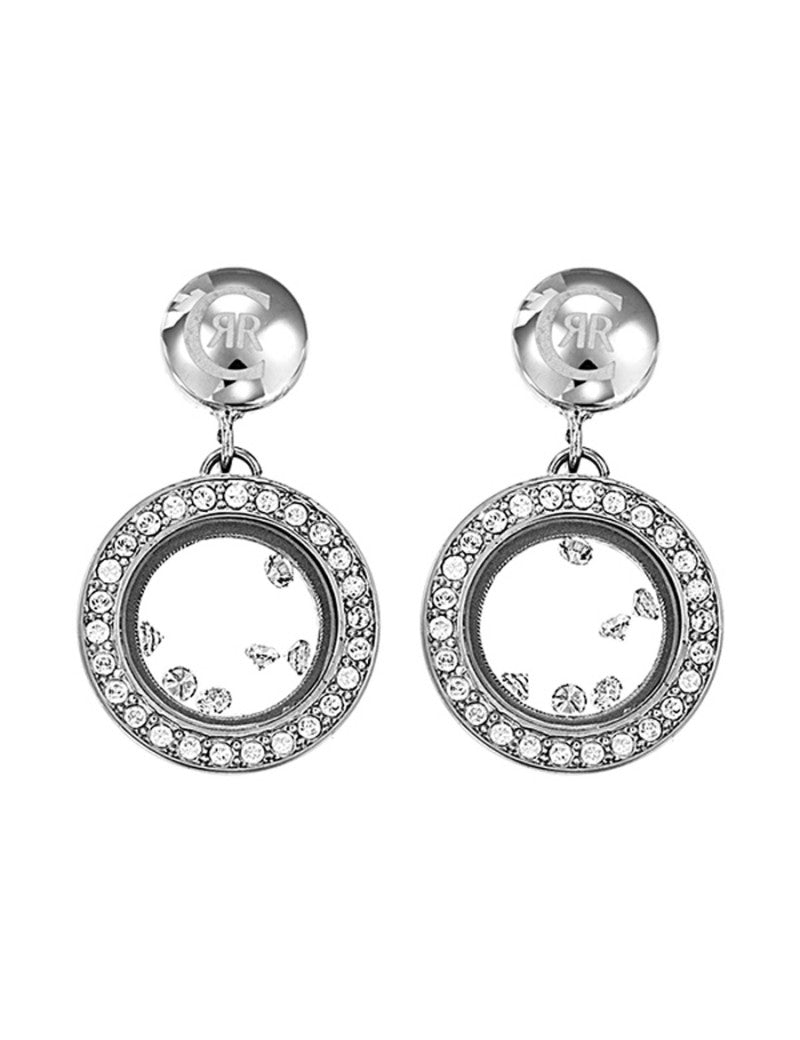 Boucles d'Oreilles "CERRUTI 1881" pendante acier & cristaux SWAROSKI