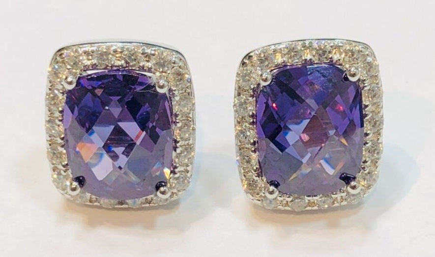 Boucles d'Oreilles Argent Pierre M Violette (DLRXV) - GLa