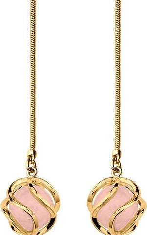 Boucles d'Oreilles Plaqué Or Quartz Rose by Nina Ricci