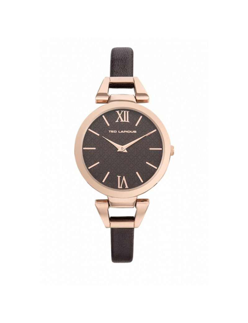 Montre Acier Bracelet Cuir Marron - Ted Lapidus A0719