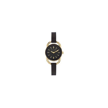 Montre Acier PVD Jaune Bracelet Cuir Noir by Ted Lapidus