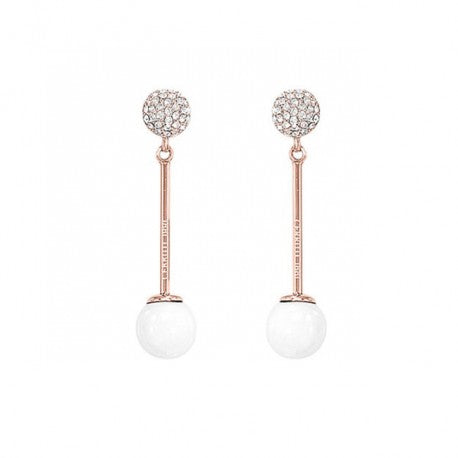Boucles d'Oreilles Acier IP Rose Cí©ramique Blanche by Cerruti 1881