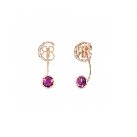 Boucles d'Oreilles Acier IP Rose Swarovski Cristal et Amí©thyste by Cerruti 1881