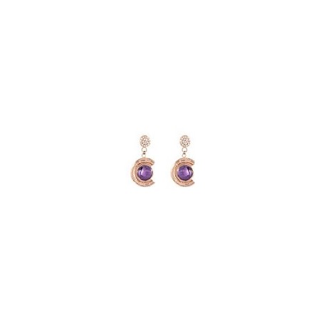 Boucles d'Oreilles Acier IP Rose Verre Amí©thyste Pierre Swarovski by Cerruti 1881