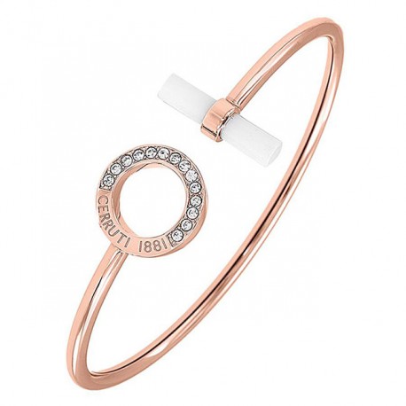 Bracelet Rigide Acier IP Rose Cí©ramique Blanche by Cerruti 1881