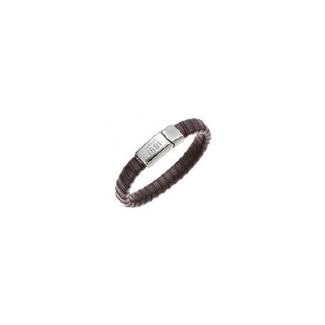 Bracelet Acier Sur Cuir Marron by Cerruti 1881