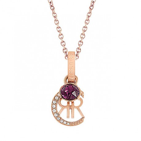 Collier Acier IP Rose Swarovski Cristal et Améthyste by Cerruti 1881