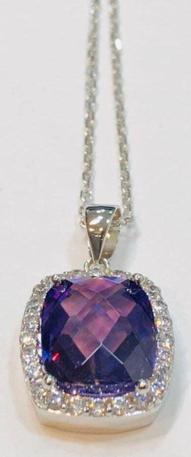 Pendentif Pierre Violette + Chaîne Argent (C81010401114) - GLa